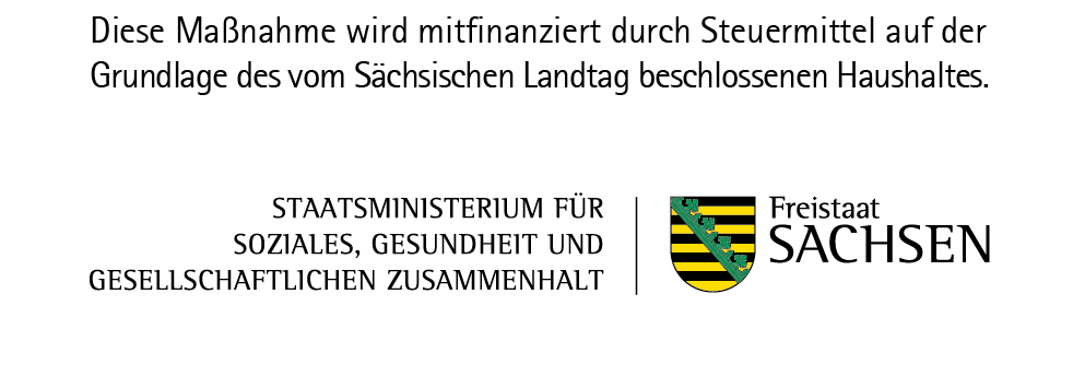 Logo: Leitmarke "Staatsministerium für Soziales, Gesundheit und Gesellschaftlichen Zusammenhalt - Freistaat Sachsen"